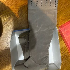 Over the knee gray suede boot